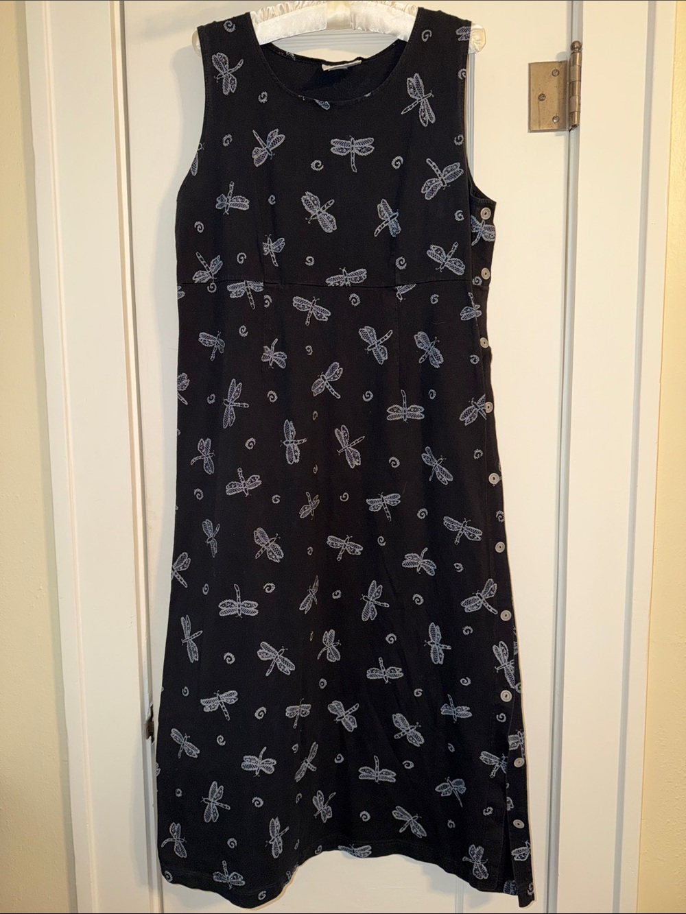 Fresh Produce Dragonflies Midi/Maxi Dress, 100% Cotton, Sleeveless, Button Side